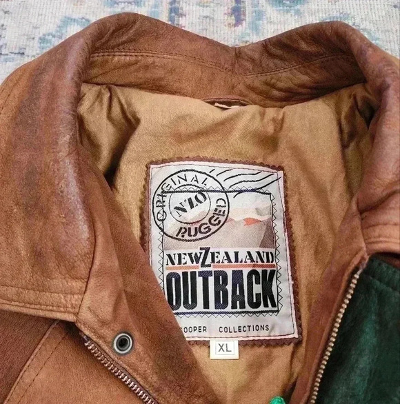 New Zealand Outback Men's Vintage 90's Brown 100% Leather Bomber Jacket, sz XL - Picture 2 of 15